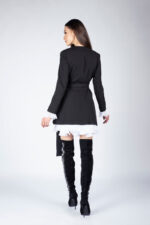 Rochie sacou cu volane din matase cu cordon - imagine 2