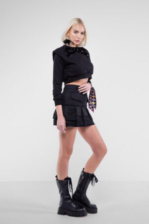 Hanorac cropped cu aplicatii - imagine 4