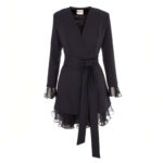 Rochie sacou cu volane din matase cu cordon - imagine 2