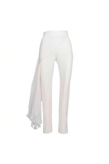 Pantaloni conici cu fronseu si volan lateral - imagine 5