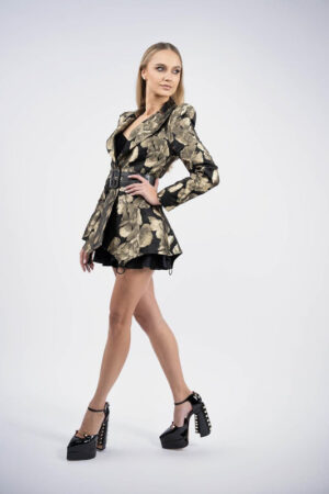 Sacou cu imprimeu editie limitata cu inele și umeri supradimensionați