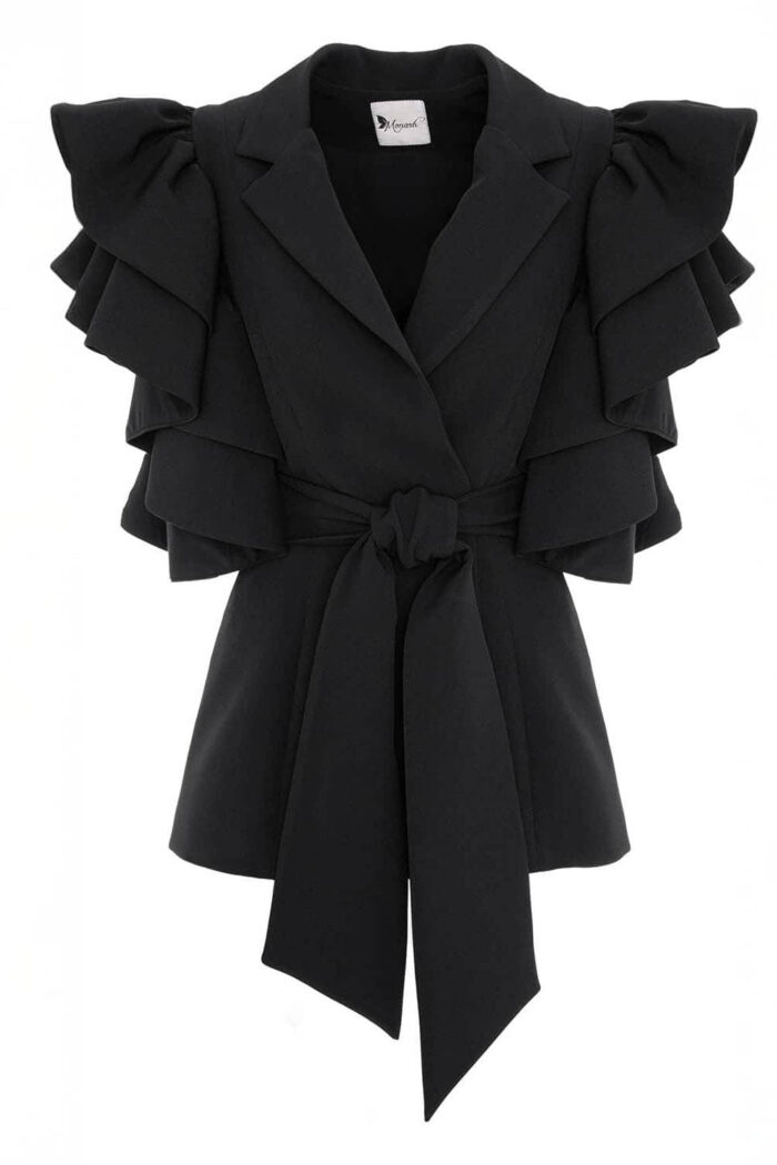Sacou cu volane arhitecturale Black - imagine 5