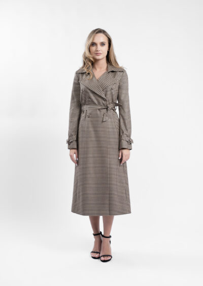 Palton Brown Print cu nasturi si cordon - imagine 3