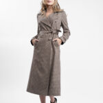 Palton Brown Print cu nasturi si cordon