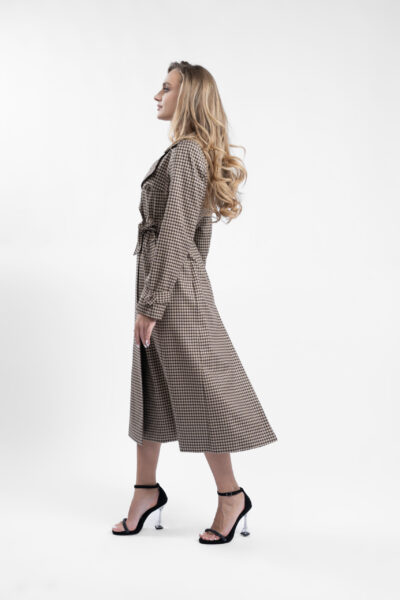 Palton Brown Print cu nasturi si cordon - imagine 5