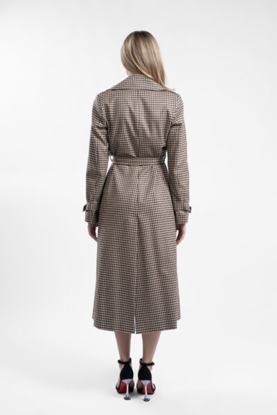 Palton Brown Print cu nasturi si cordon - imagine 4