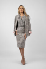 Sacou tweed cu detalii satinate - imagine 6