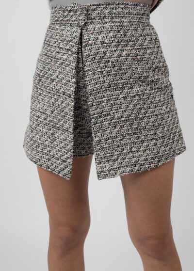 Pantaloni scurti tip fusta din tweed - imagine 2