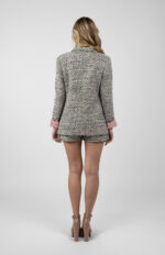Sacou tweed cu detalii satinate - imagine 5