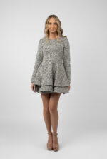 Rochie scurta din tweed cu volane - imagine 2