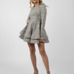 Rochie scurta din tweed cu volane