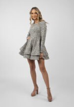 Rochie scurta din tweed cu volane