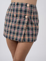 Fusta mini tweed cu nasturi satinati - imagine 2