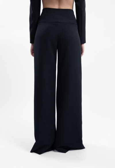 Pantaloni evazați cu inserții din dantelă Chantilly - imagine 2