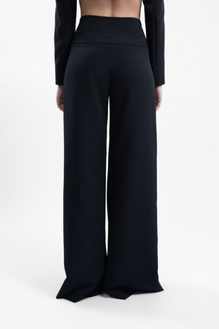 Pantaloni evazați cu inserții din dantelă Chantilly - imagine 2