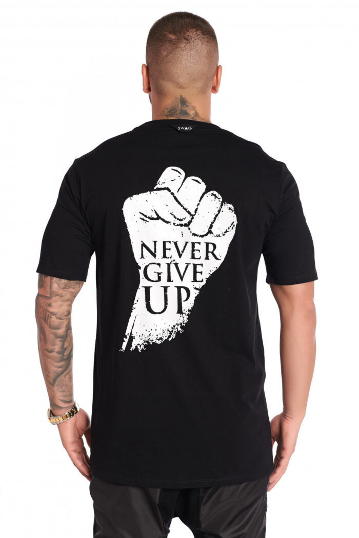 Tricou Never Give Up Black - imagine 1