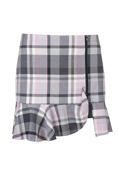 Fusta Gray Print cu volan nefinisat