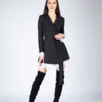 Rochie sacou cu volane din matase cu cordon