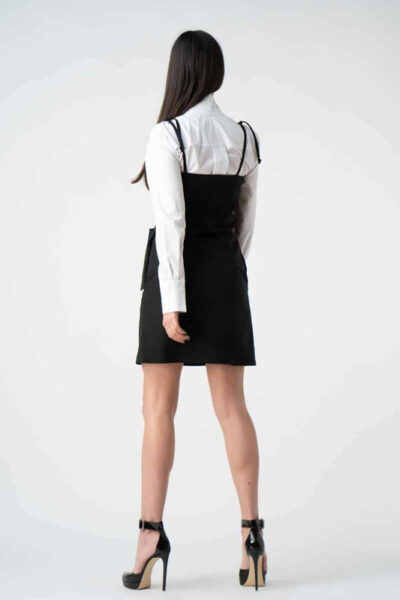 Sarafan negru mini cu nasturi decorativi - imagine 2