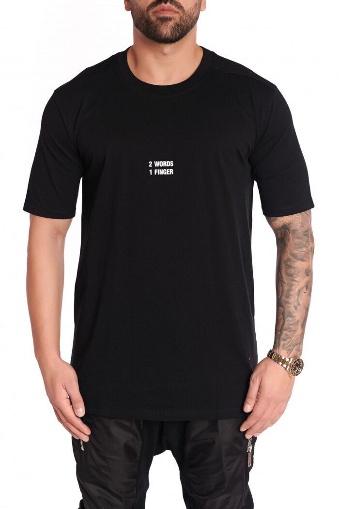 Tricou 2Words1Finger Black - imagine 1