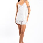 Set satin cu matase white lace