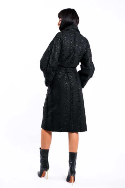 Palton oversize din lana cu cordon - imagine 3