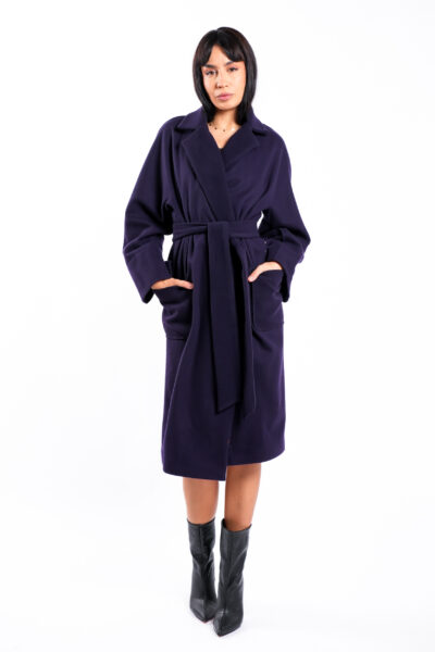 Palton oversize din lana cu cordon