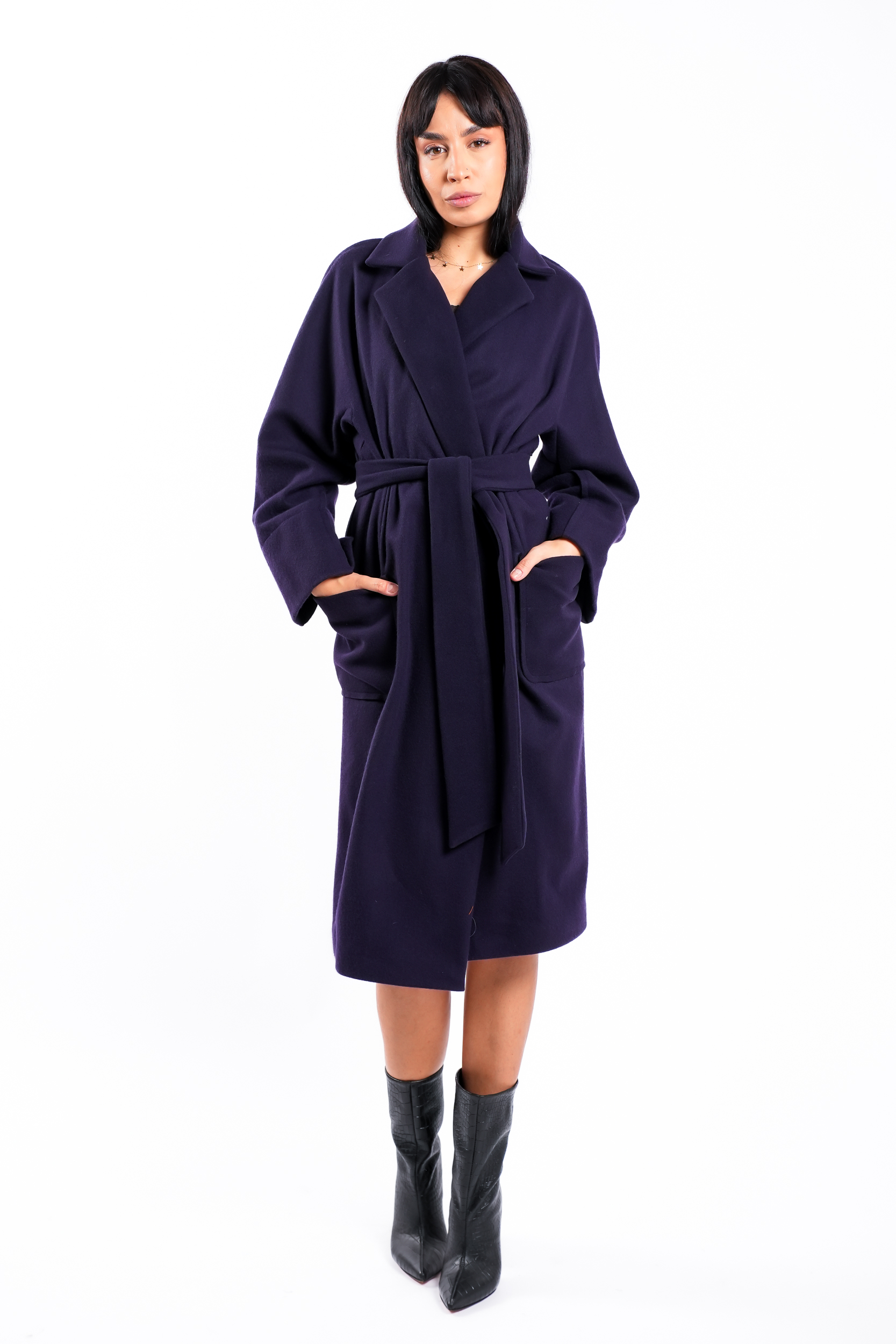 DSC09822 Palton oversize din lana cu cordon - imagine 1