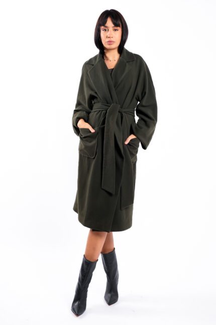 Palton oversize din lana cu cordon