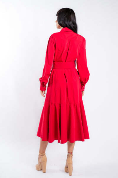 Rochie camasa cu cordon si fusta ampla - imagine 3