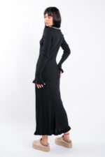 Rochie midi Black cu guler contrastant - imagine 2