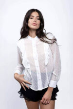 Camasa cu volane si buline white - imagine 2