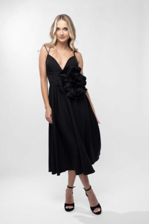 Rochie midi cu bretele fine si decolteu adanc - imagine 2