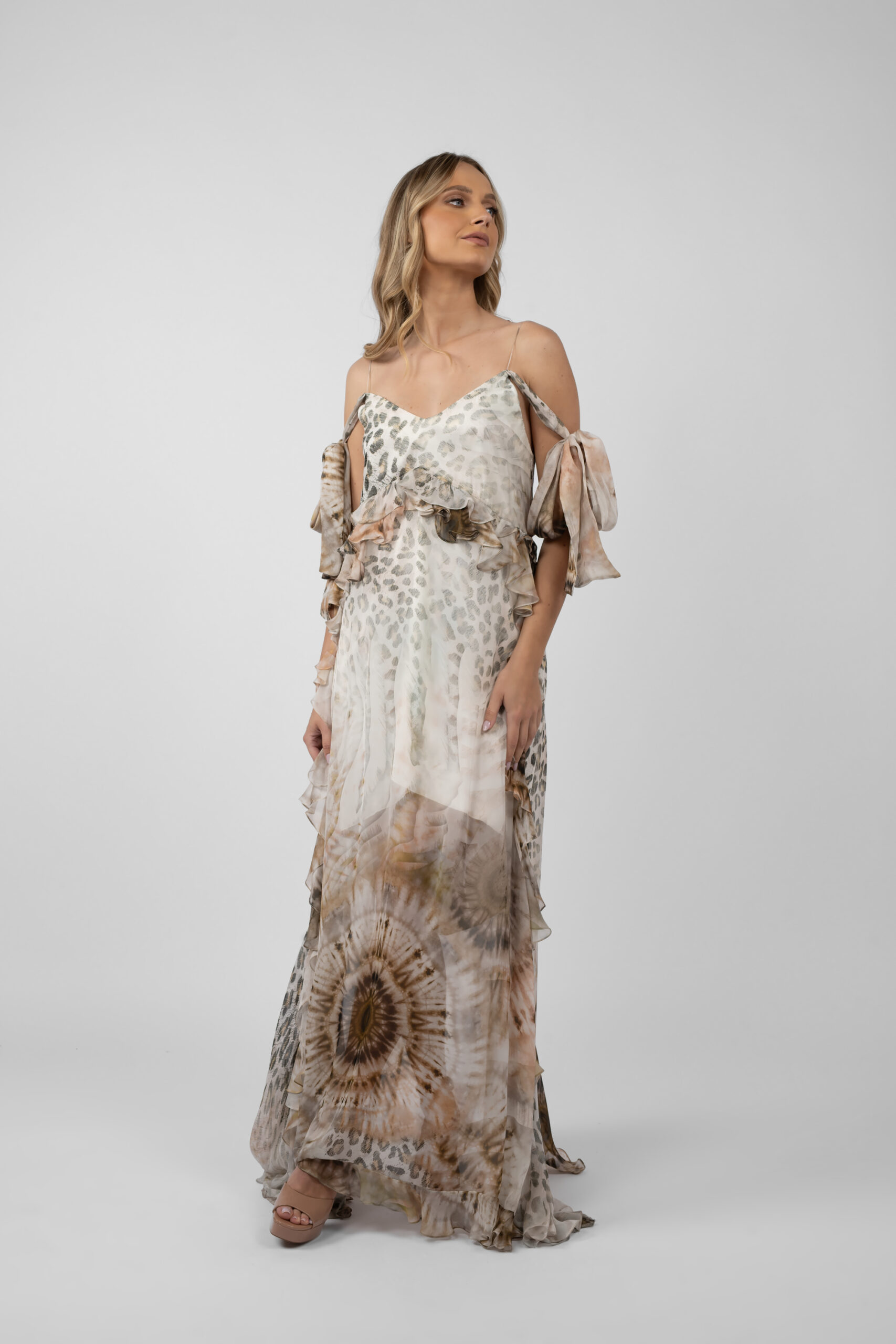 Studio Session-1343edit Rochie lunga vaporoasa cu volane si bretele fine - imagine 1