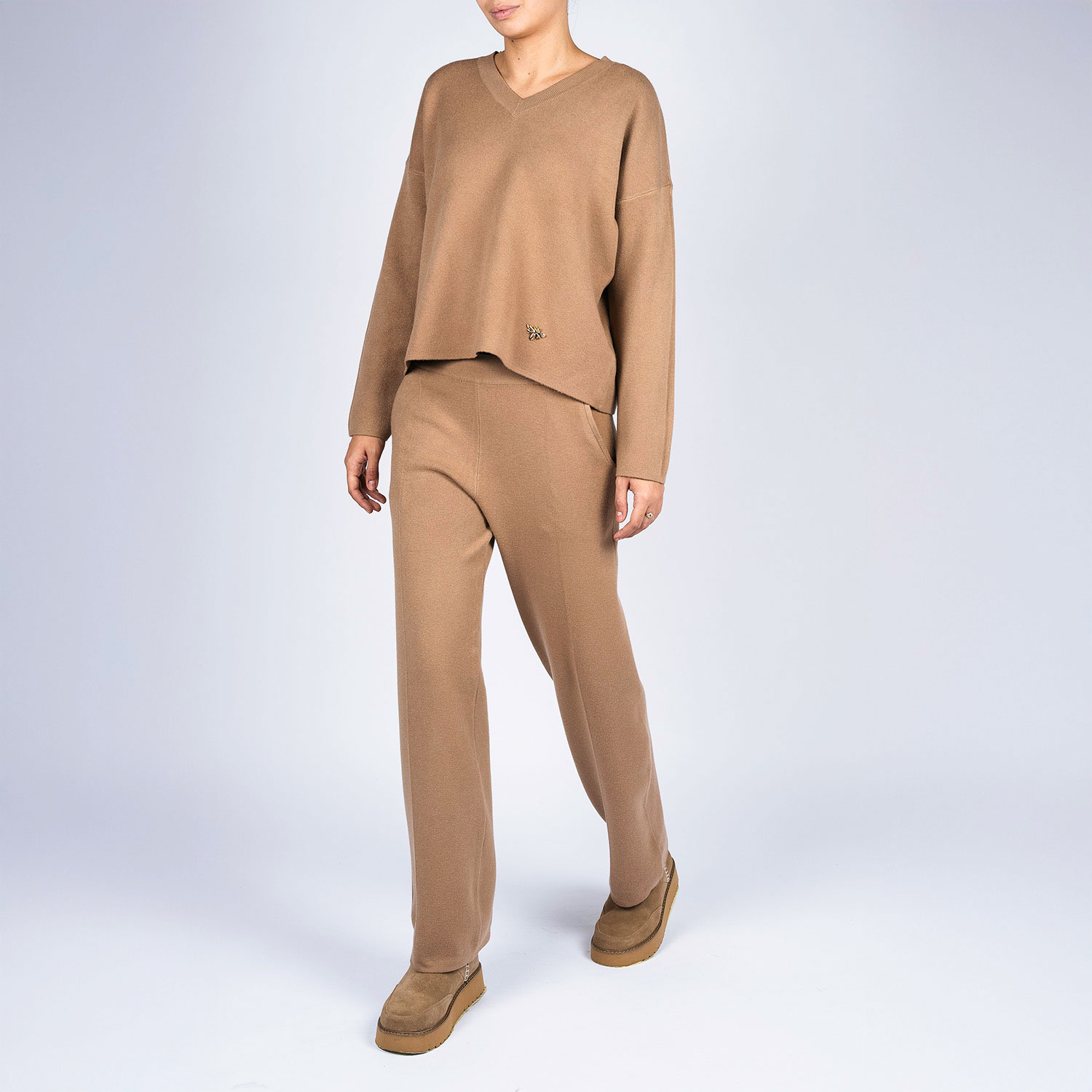 STEFANIA-FALL-2024-43 Compleu casual Brown din modal cu/fara funda detasabila - imagine 1