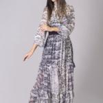 Rochie print cu volane