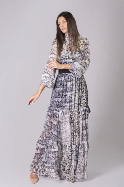 Rochie print cu volane