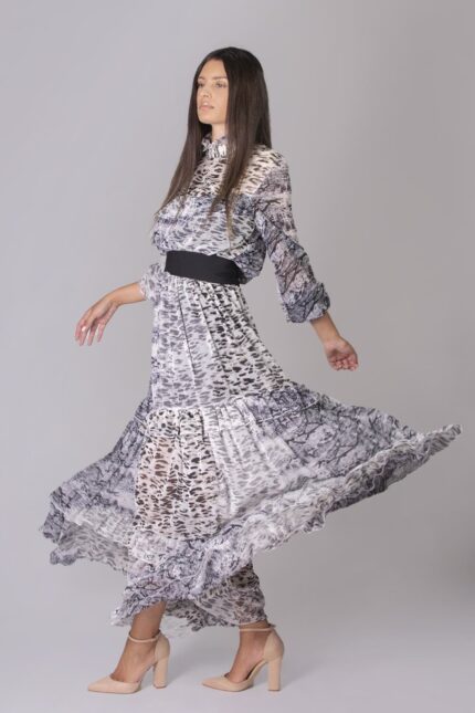 Rochie print cu volane - imagine 2