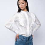 Camasa din shantung cu volane