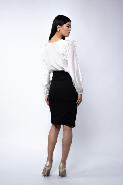 Fusta creion cu slit si nasturi statement - imagine 3