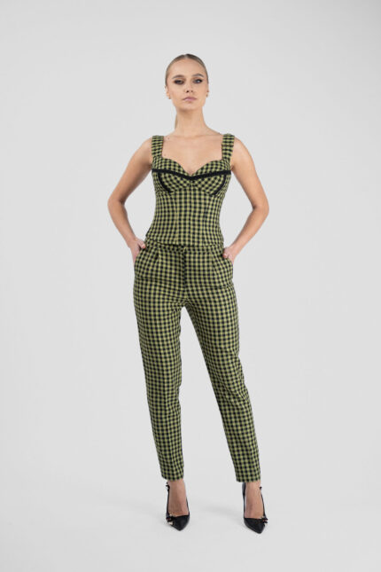 Pantaloni conici Green Print