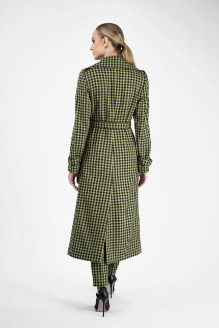 Palton Green Print cu nasturi si cordon - imagine 5