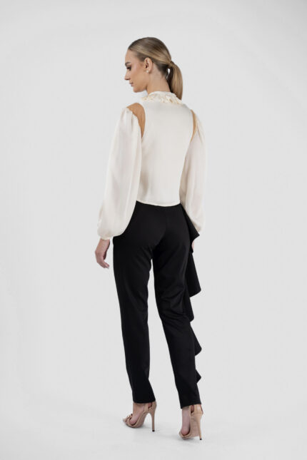 Pantaloni conici cu volan asimetric - imagine 3