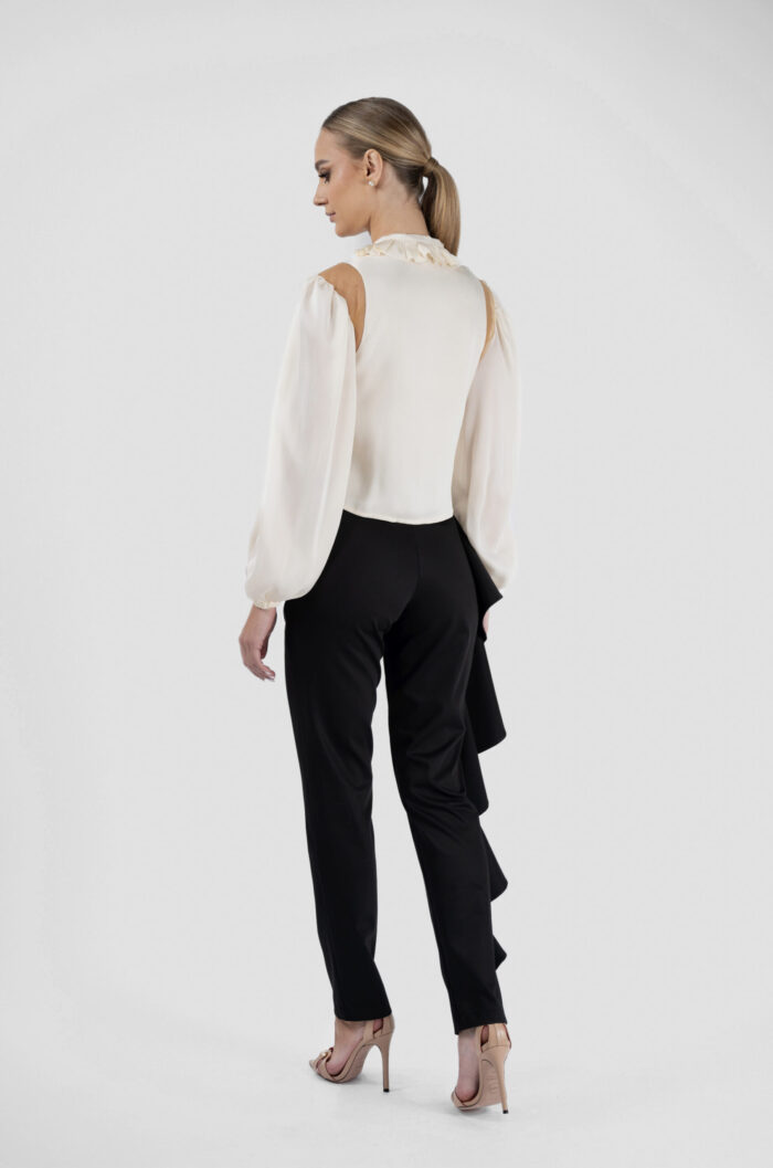 Pantaloni conici cu volan asimetric - imagine 3