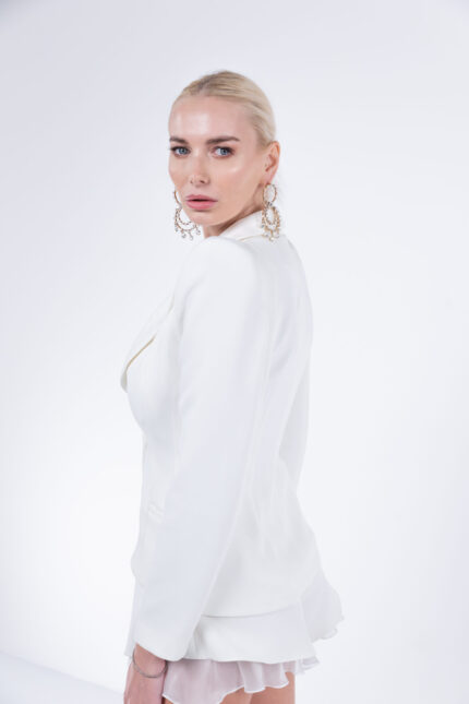 Sacou cu umeri inalti White - imagine 3