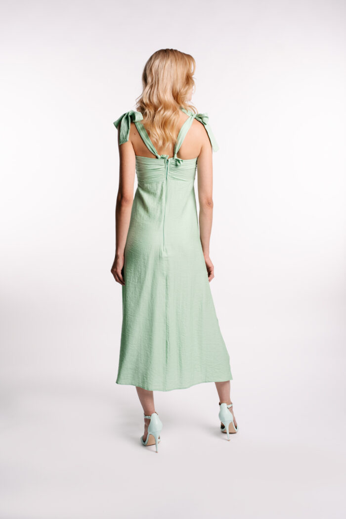 Rochie midi din in cu bust fronsat - imagine 4