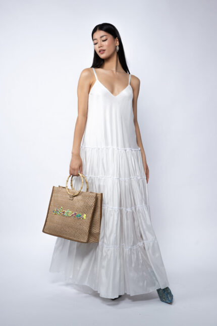 Rochie maxi din matase cu bretele subtiri