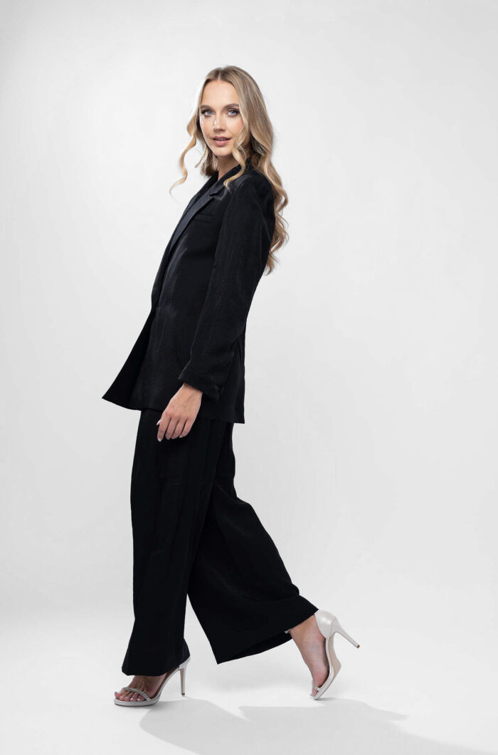 Costum din in cu pantalon si sacou lejer - imagine 3