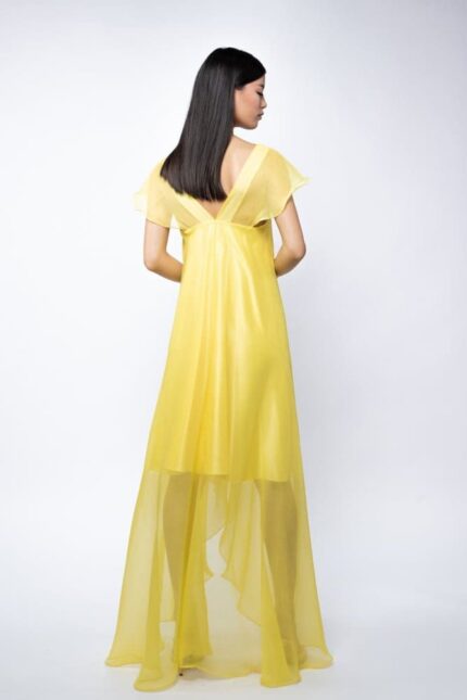Rochie asimetrica lejera Yellow - imagine 3