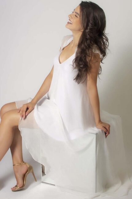 Rochie asimetrica lejera White - imagine 2